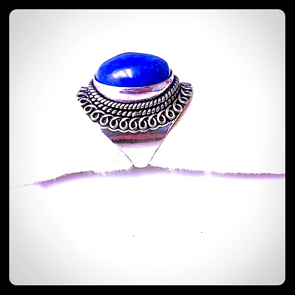 Sterling Silver Cobalt Blue Lapis Ring Size 8.5